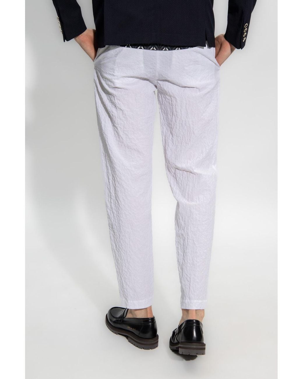 Emporio Armani White Straight-Leg Trousers for men