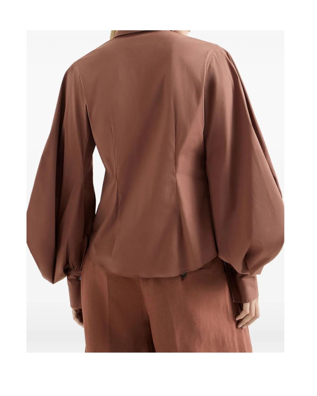 Brunello Cucinelli Brown Cotton-Blend Monili-Detail Shirt