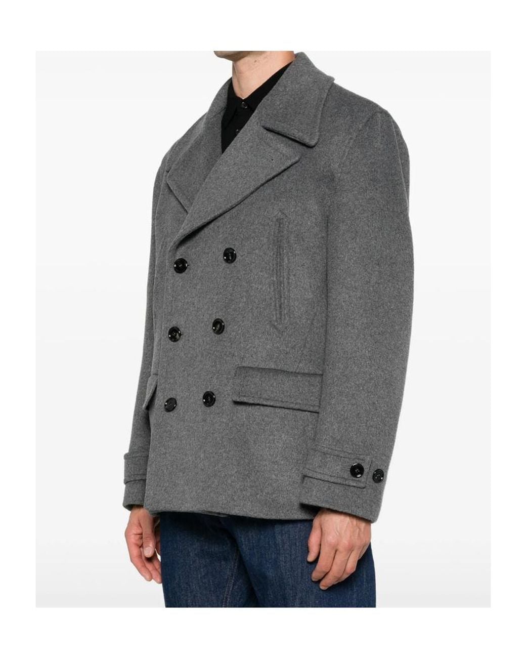 Dondup Gray Double-Breasted Long-Sleeve Blazer for men