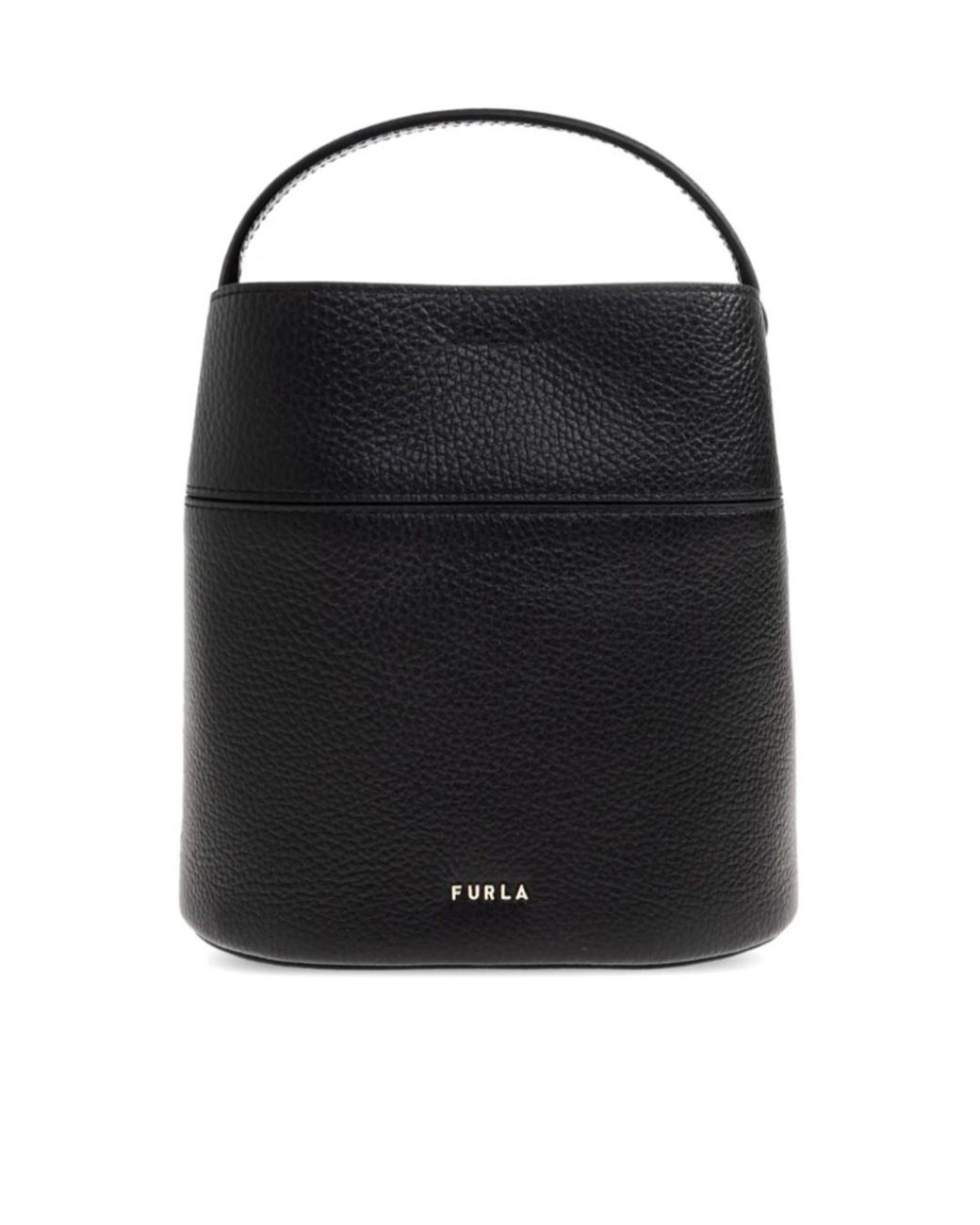 Furla Black Top Handle Bucket Bag