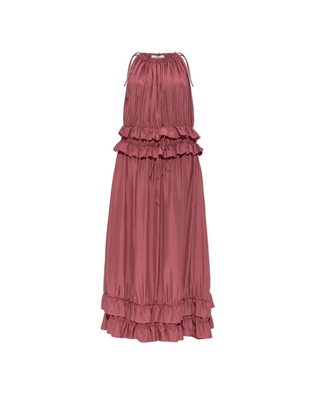 Chloé Red Silk Dress With Ruffles