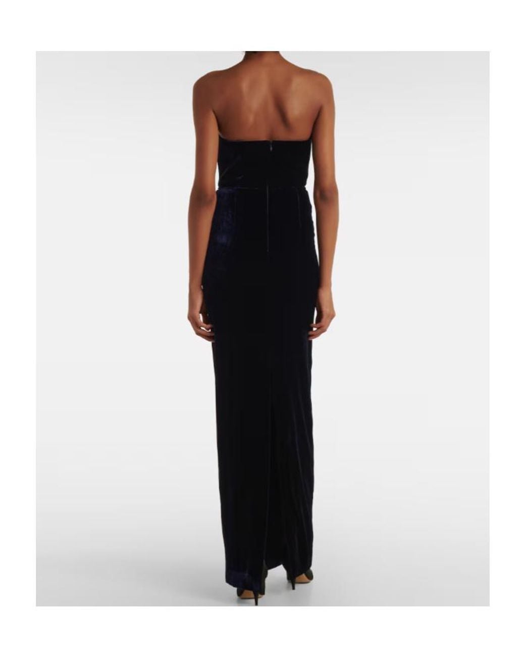 Roland Mouret Blue Strapless Velvet Gown