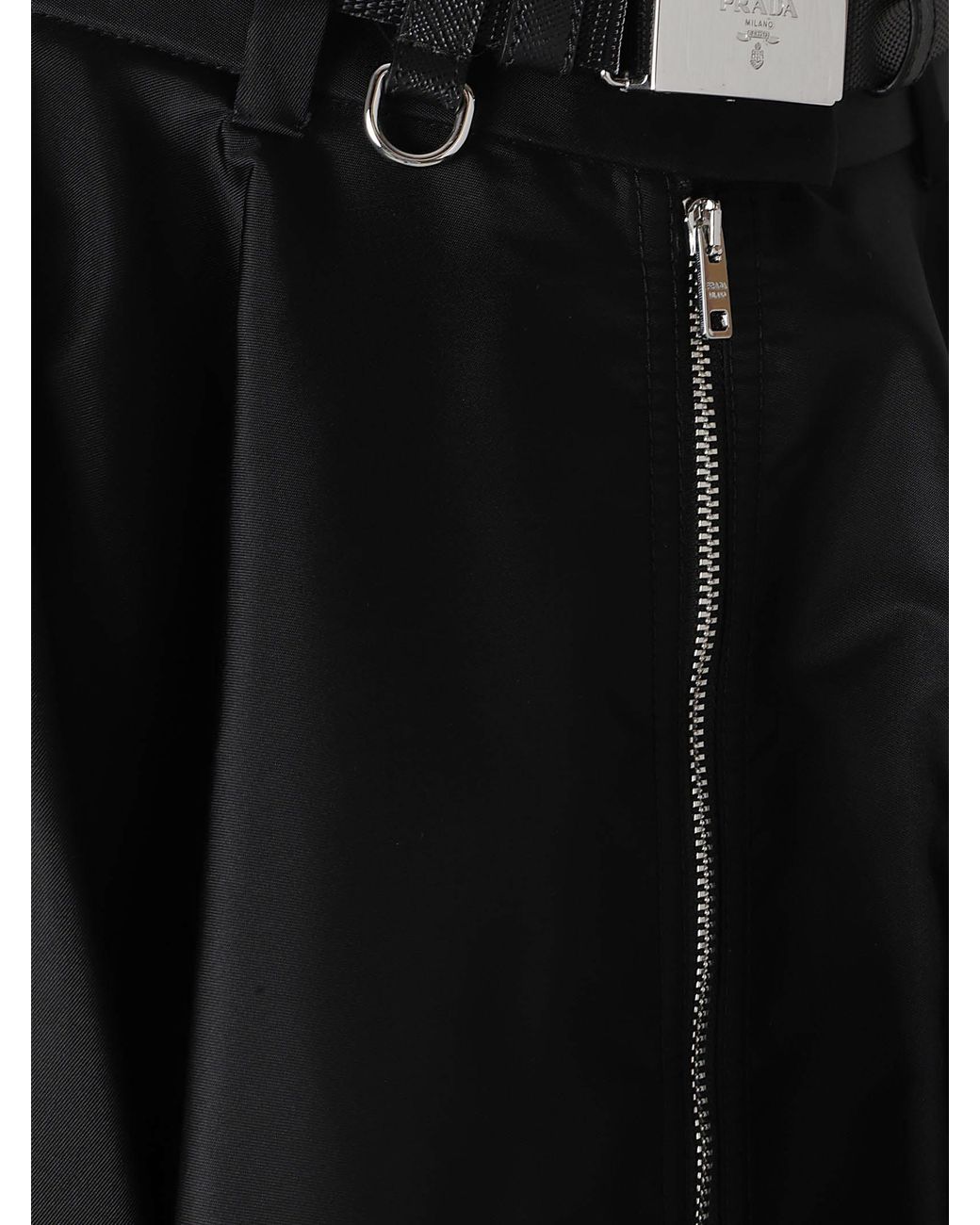 Prada Black Re-Nylon Flared Skirt
