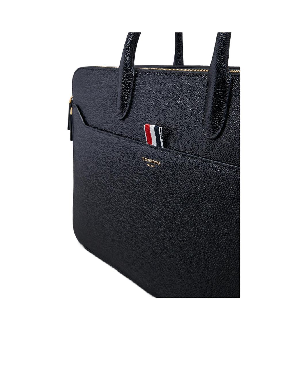 Thom Browne Black Double Compartment Business Bag