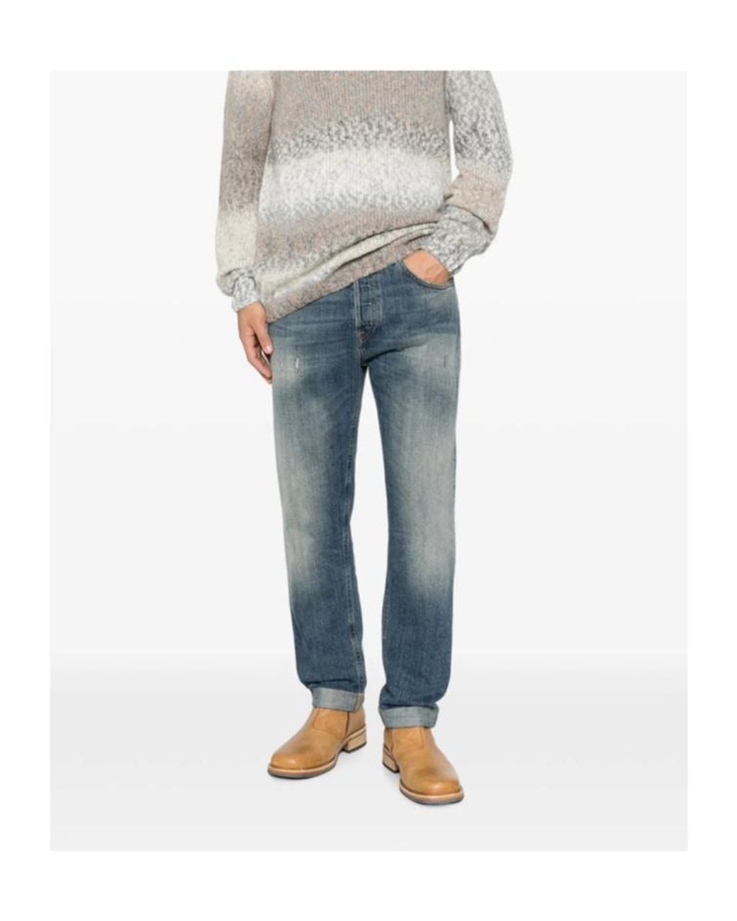 Dondup Blue Belt Loop Jeans for men