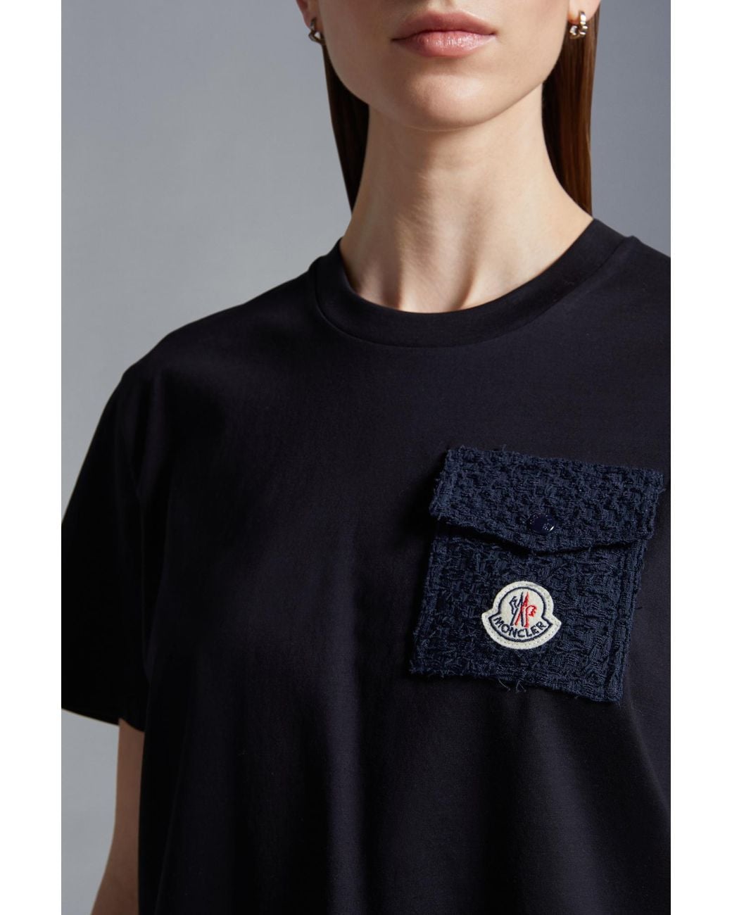 Moncler Black Tweed Pocket Crewneck T-Shirt