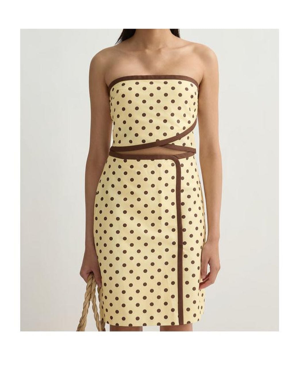 Posse Natural Bowie Wrap-Effect Polka-Dot Linen And Cotton-Blend Midi Skirt
