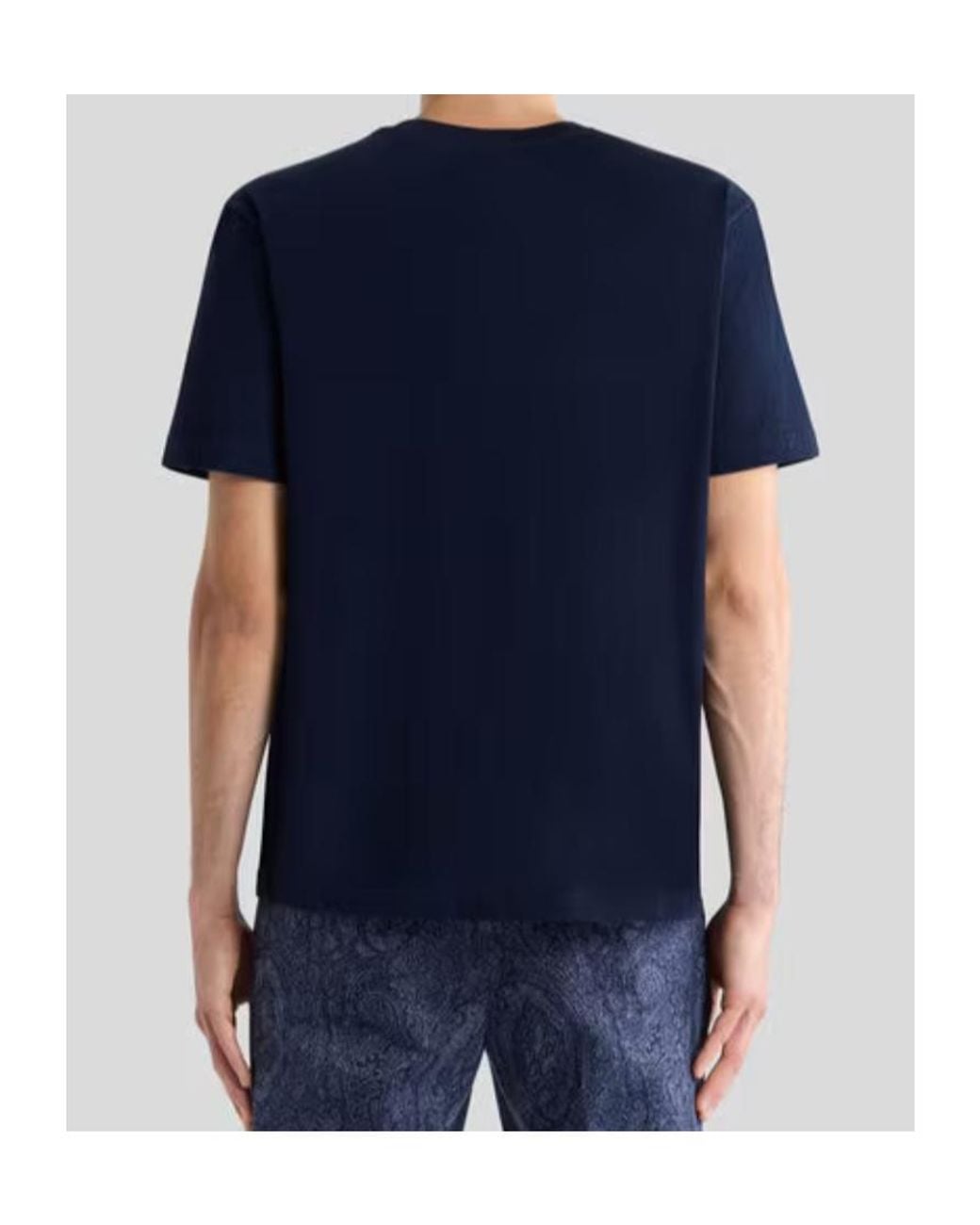 Etro Blue Leopard Printed Crewneck T-Shirt for men