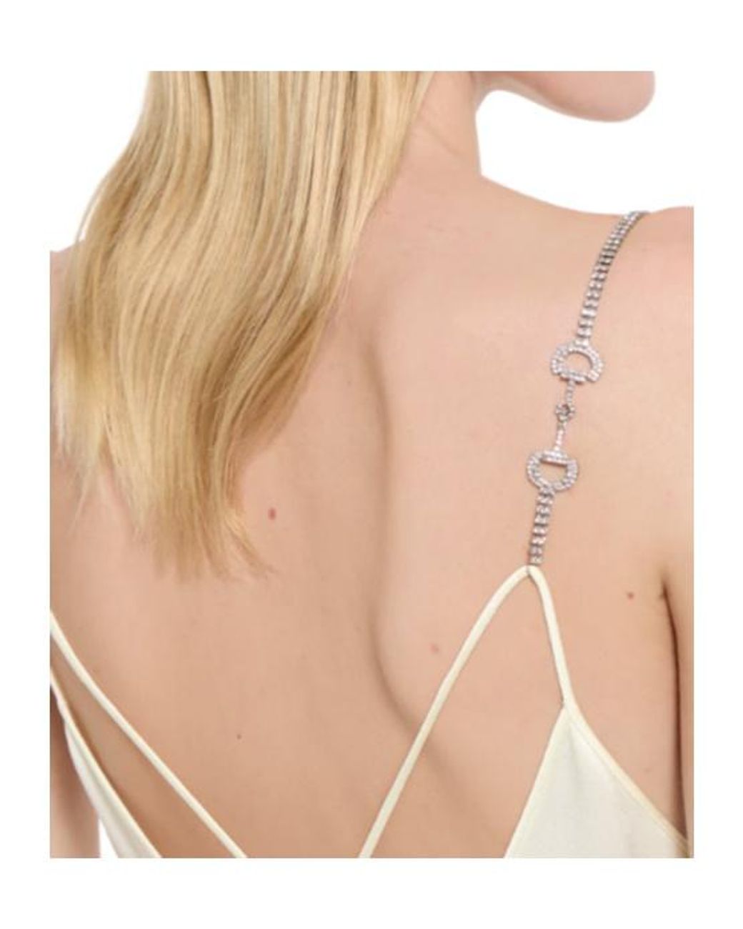 Gucci White Crystal-Embellishment Spaghetti Strap Maxi Dress