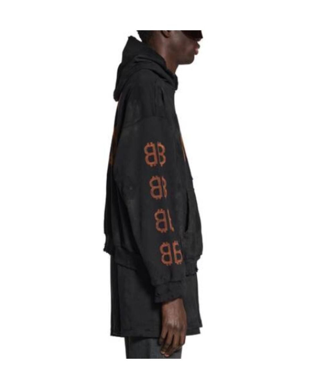Balenciaga Black Crypto Faded Medium Fit Hoodie for men