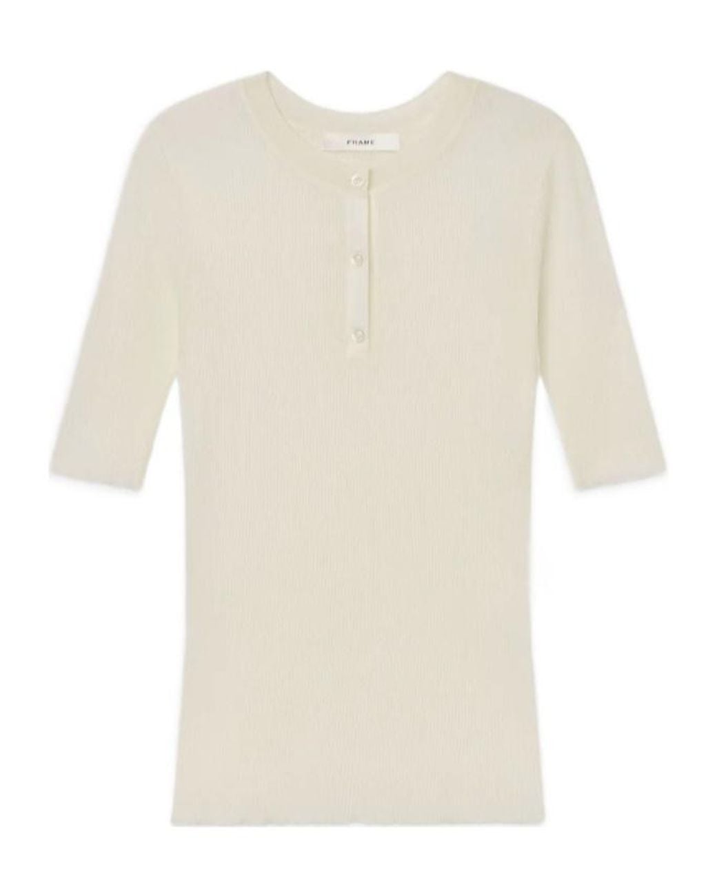 FRAME White The Henley Rib Tee