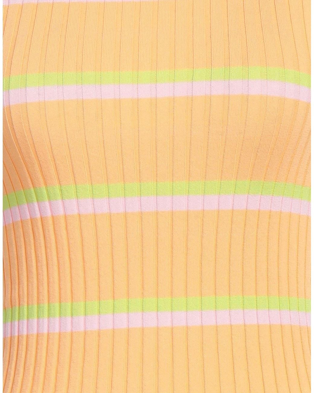 Sportmax Yellow Striped Short-Sleeve Knit Top