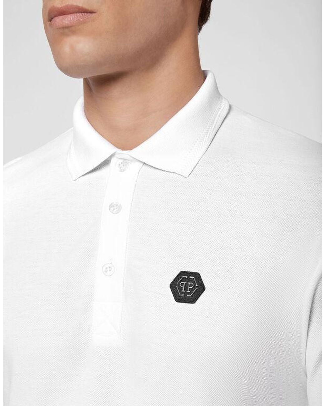 Philipp Plein White Logo Polo Shirt for men
