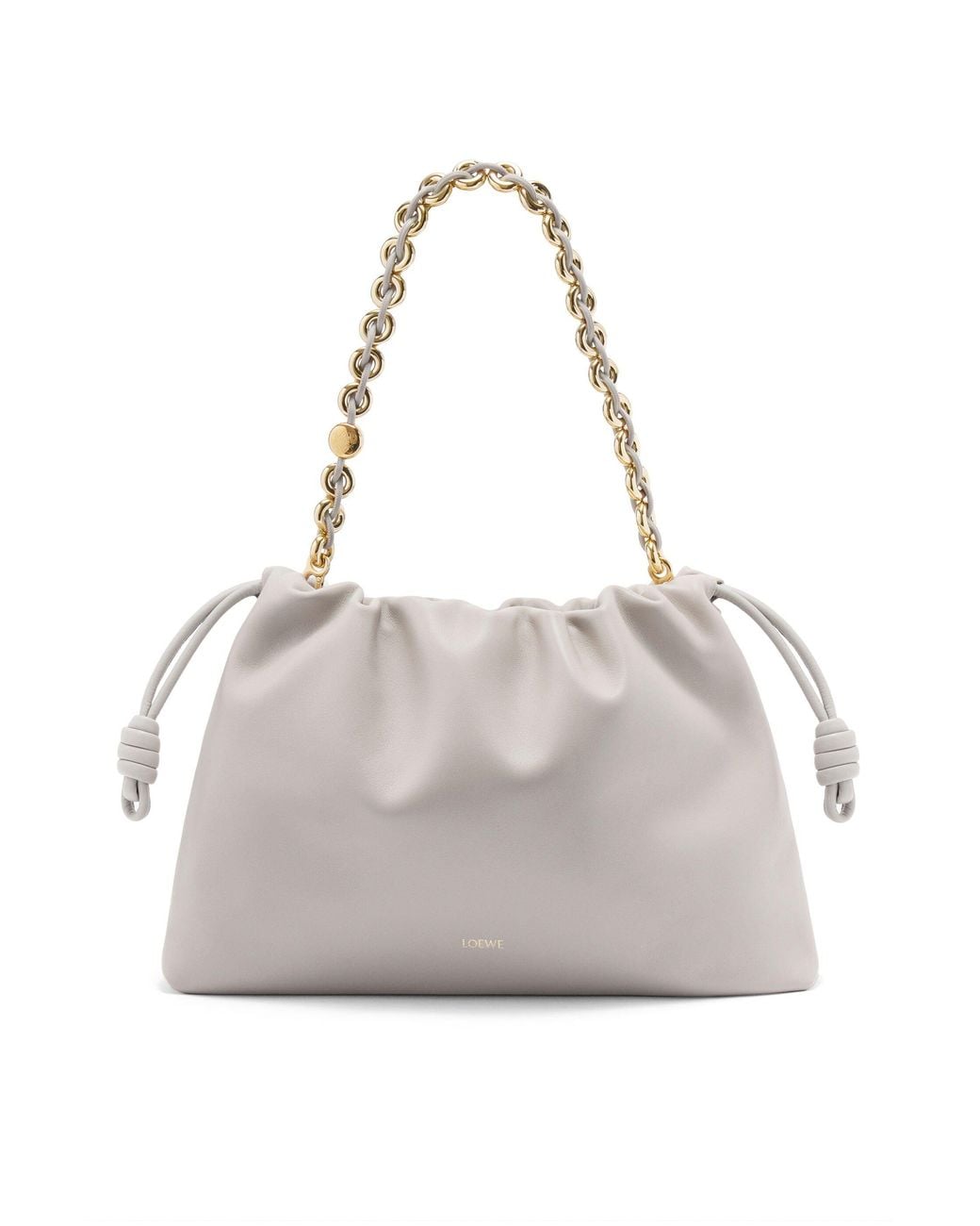 Loewe Gray Large Leather Flamenco Shoulder Bag