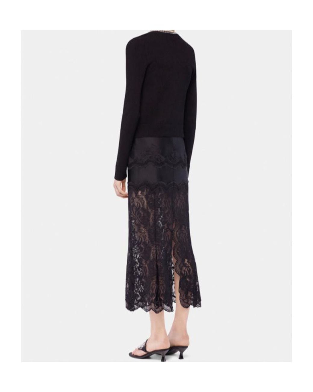 Rabanne Black Rabanne Scalloped Lace Midi Skirt