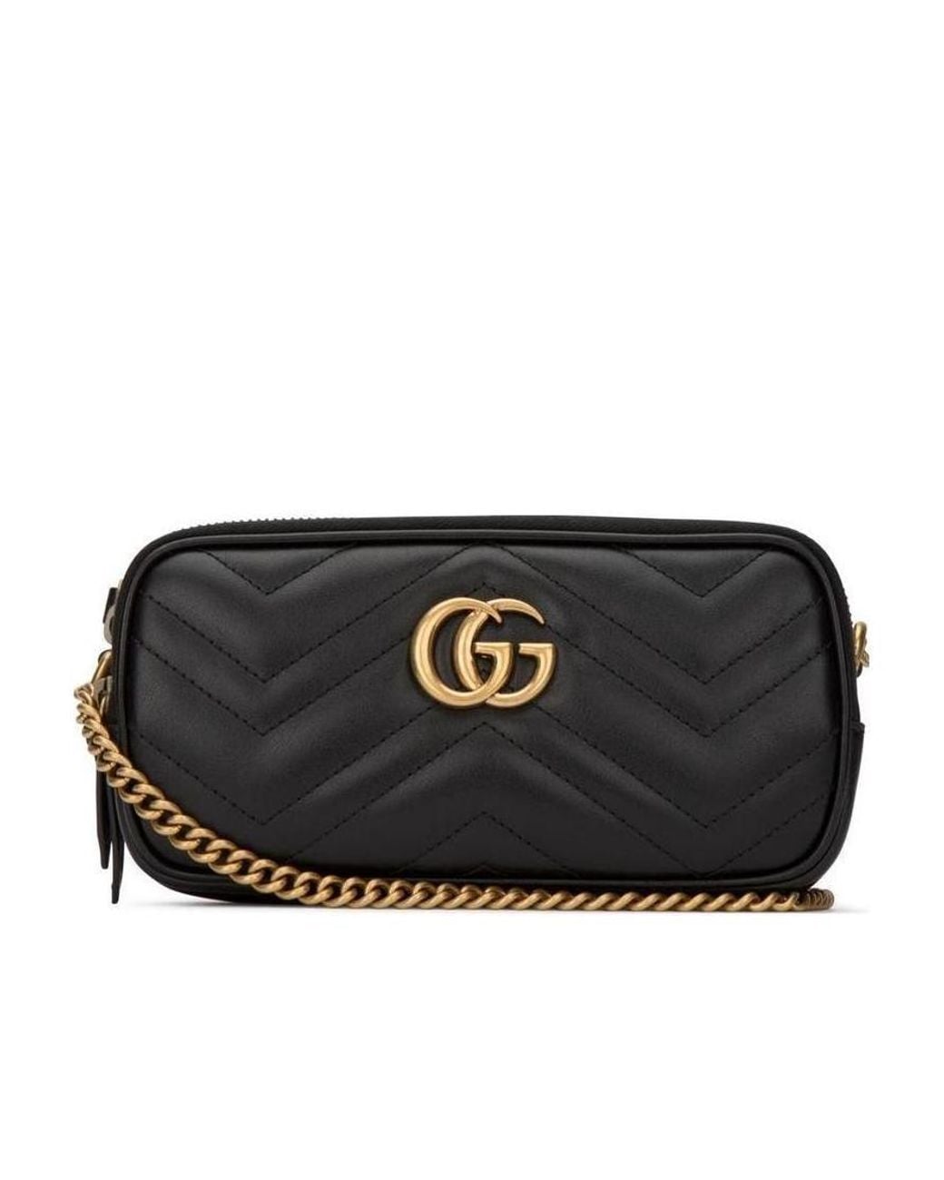 Gucci Black Gg Marmont Mini Chain Bag