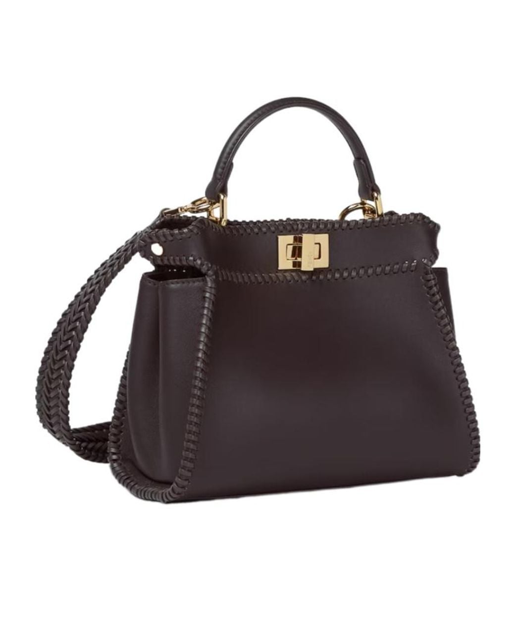 Fendi Black Small Peekaboo Braided Tote Bag