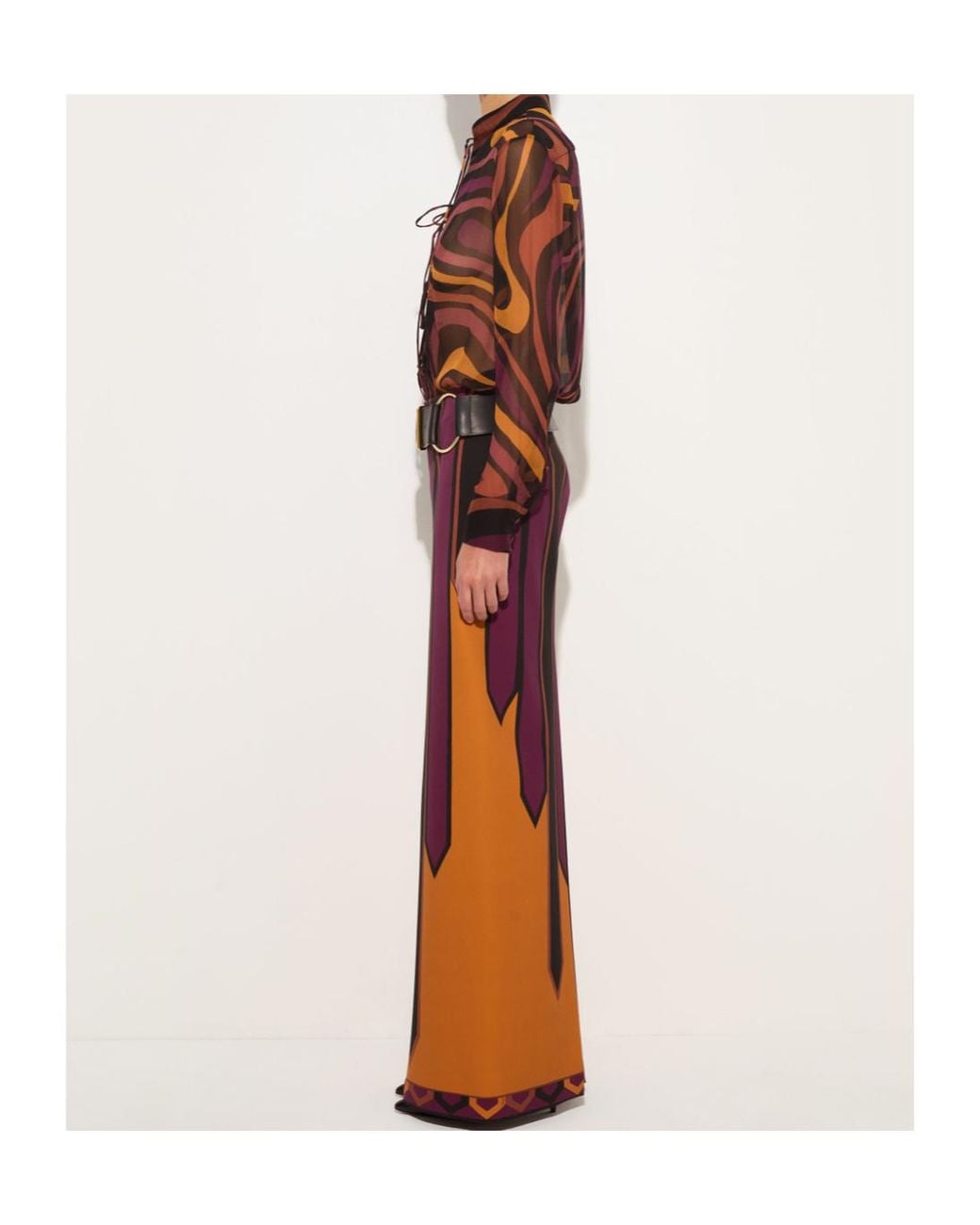 Emilio Pucci Orange Nastri Print Tecno Couture Skirt