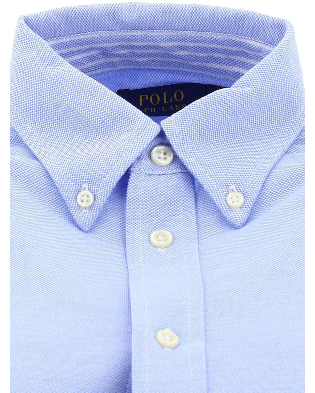 Ralph Lauren Blue Polo Logo Embroidered Buttoned Shirt