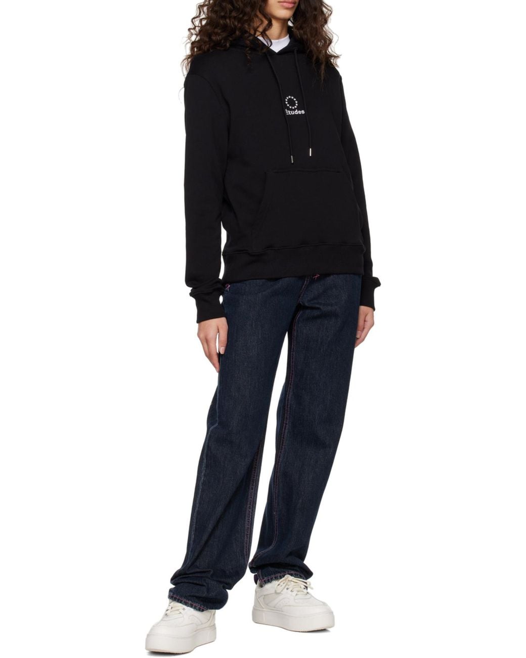 Etudes Studio Black Logo Embroidered Drawstring Hoodie for men