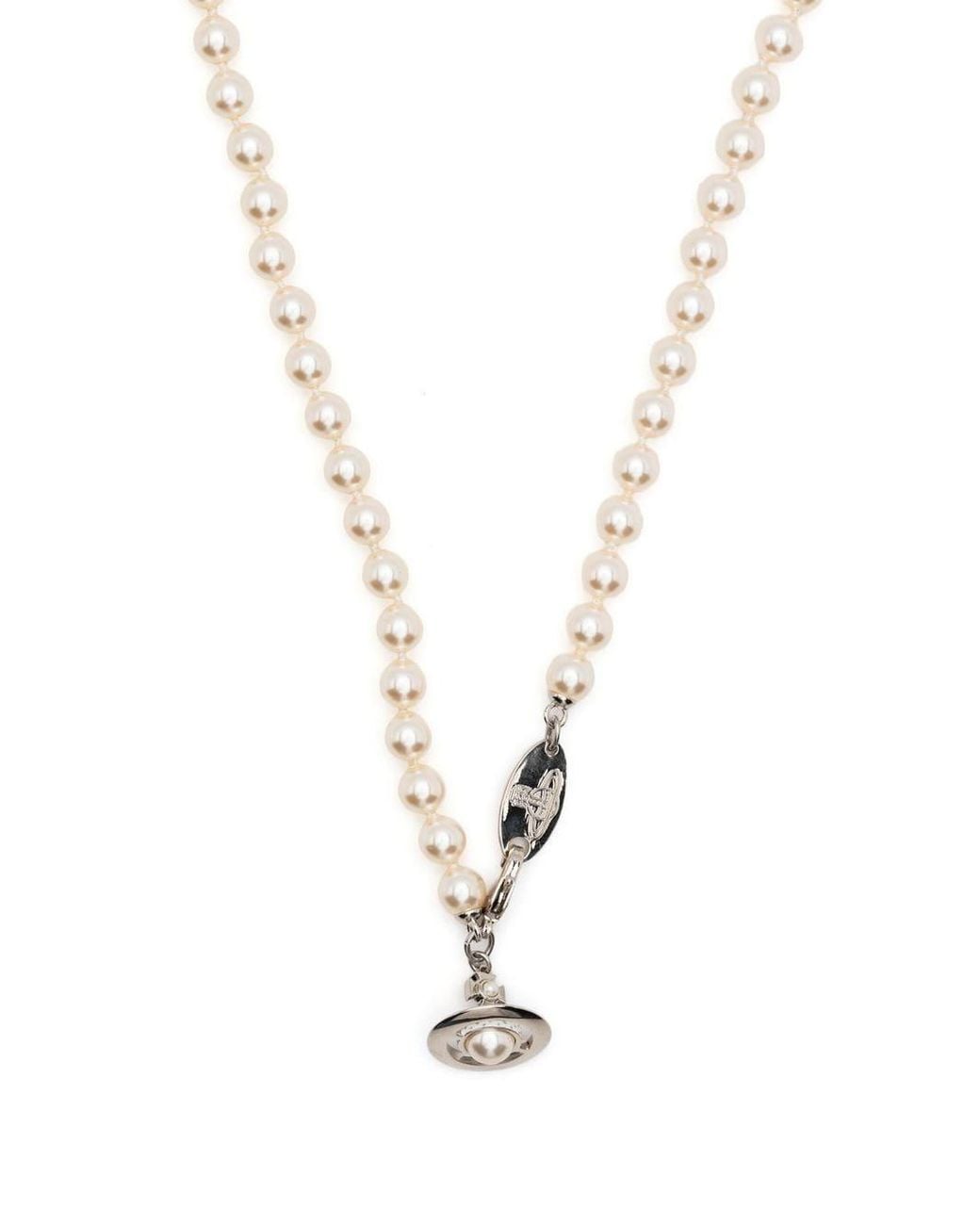 Vivienne Westwood White Orb Pendant Embellished Necklace for men