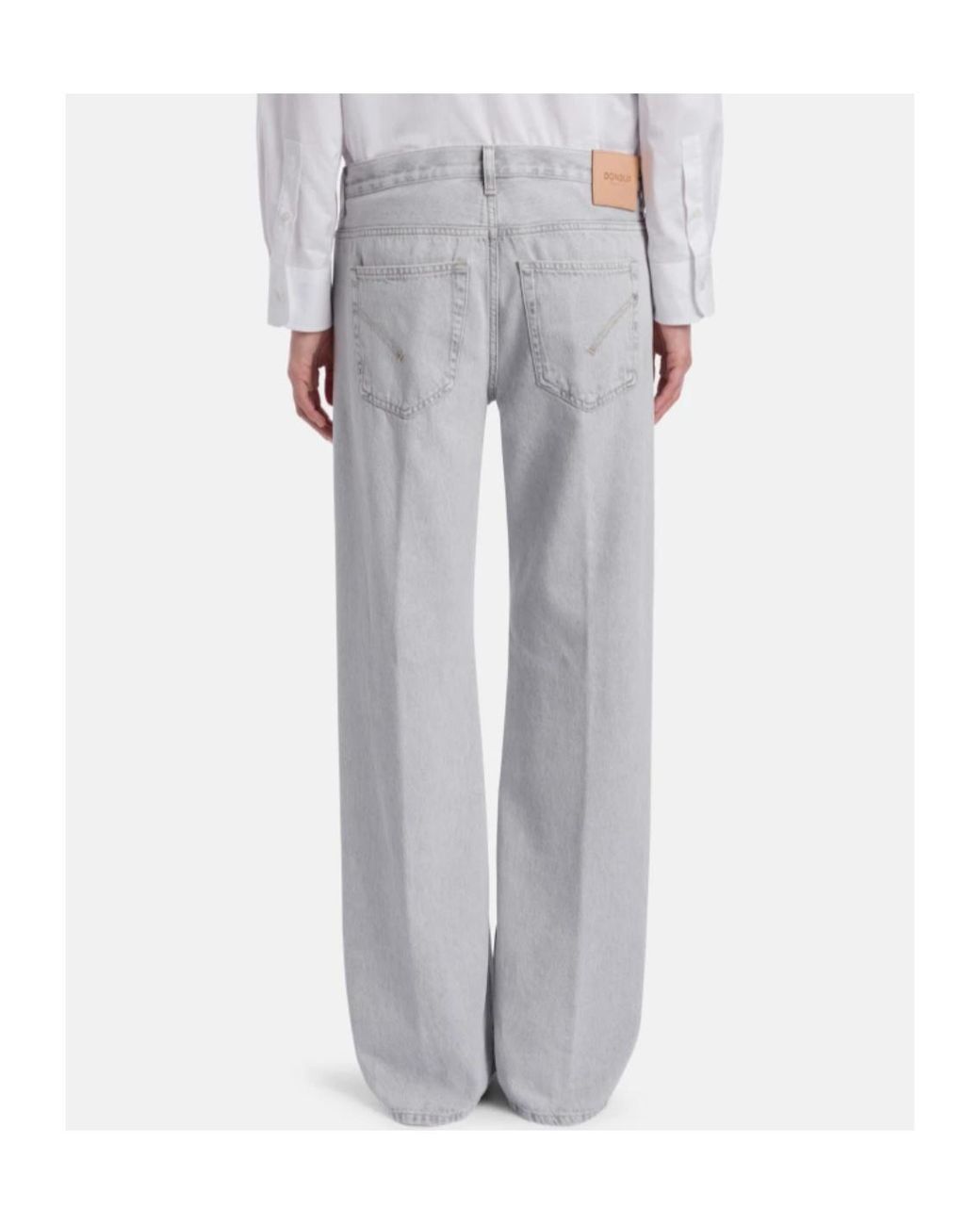 Dondup Gray Jacklyn Wide-Leg Rigid Denim Jeans