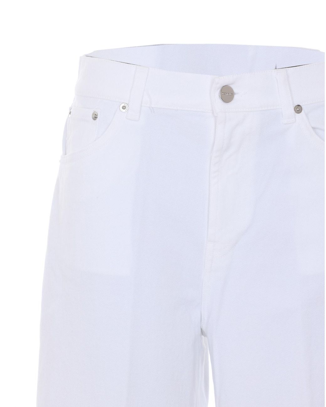 Dondup White Logo Patch Wide-Leg Jeans