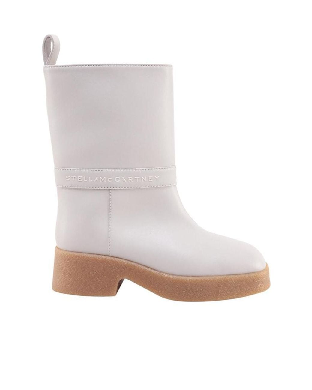 Stella McCartney White Logo Lettering Pull-On Ankle Boots