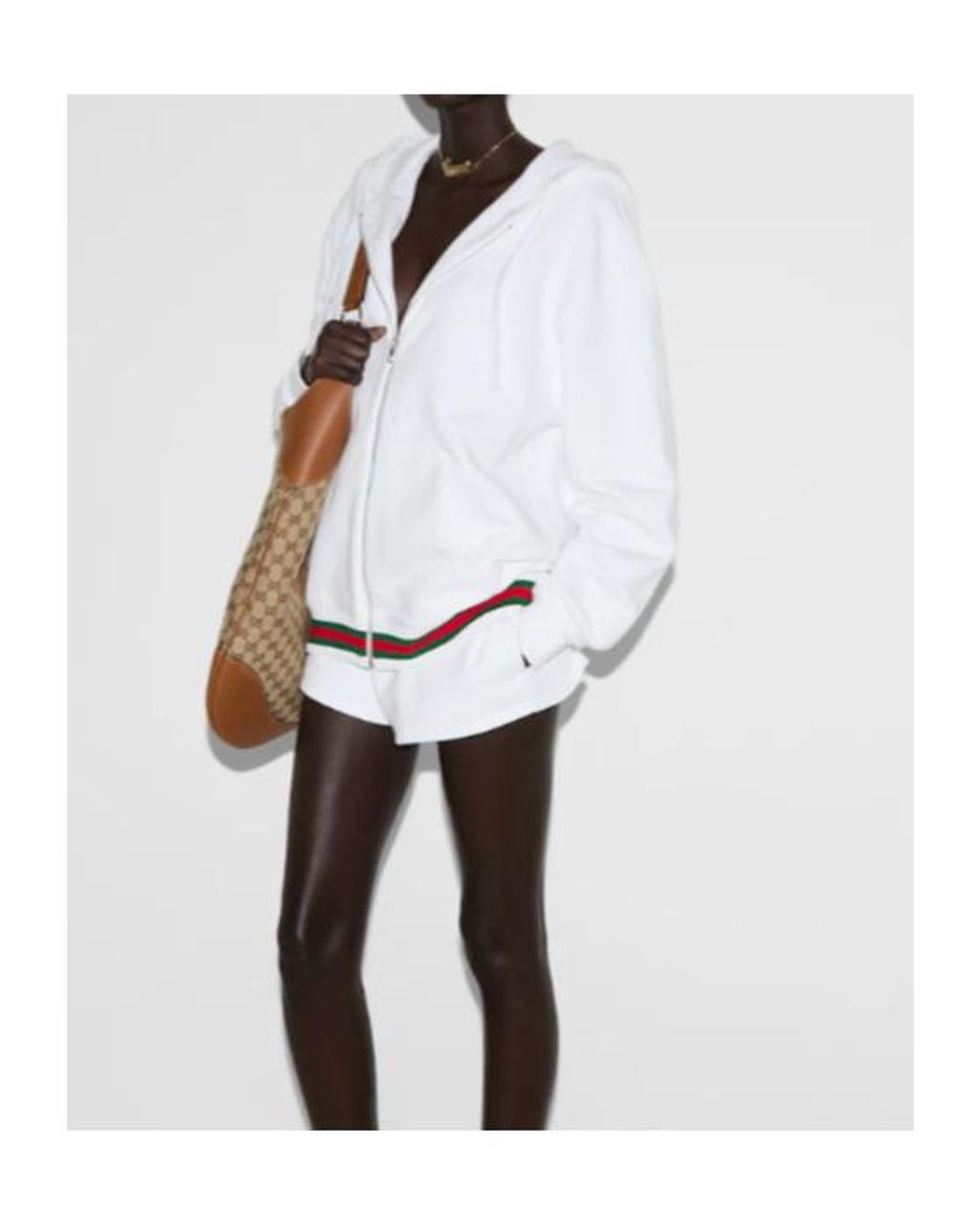 Gucci White Web Detailed Jersey Sweatshirt