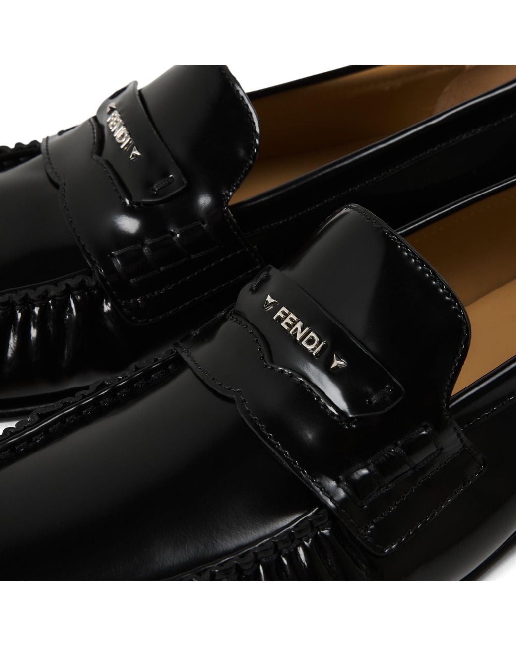 Fendi Black Glossy Ruched Loafer for men