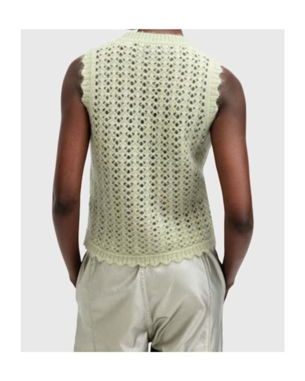 AllSaints Gray Vivian Open-Knit Tank Top