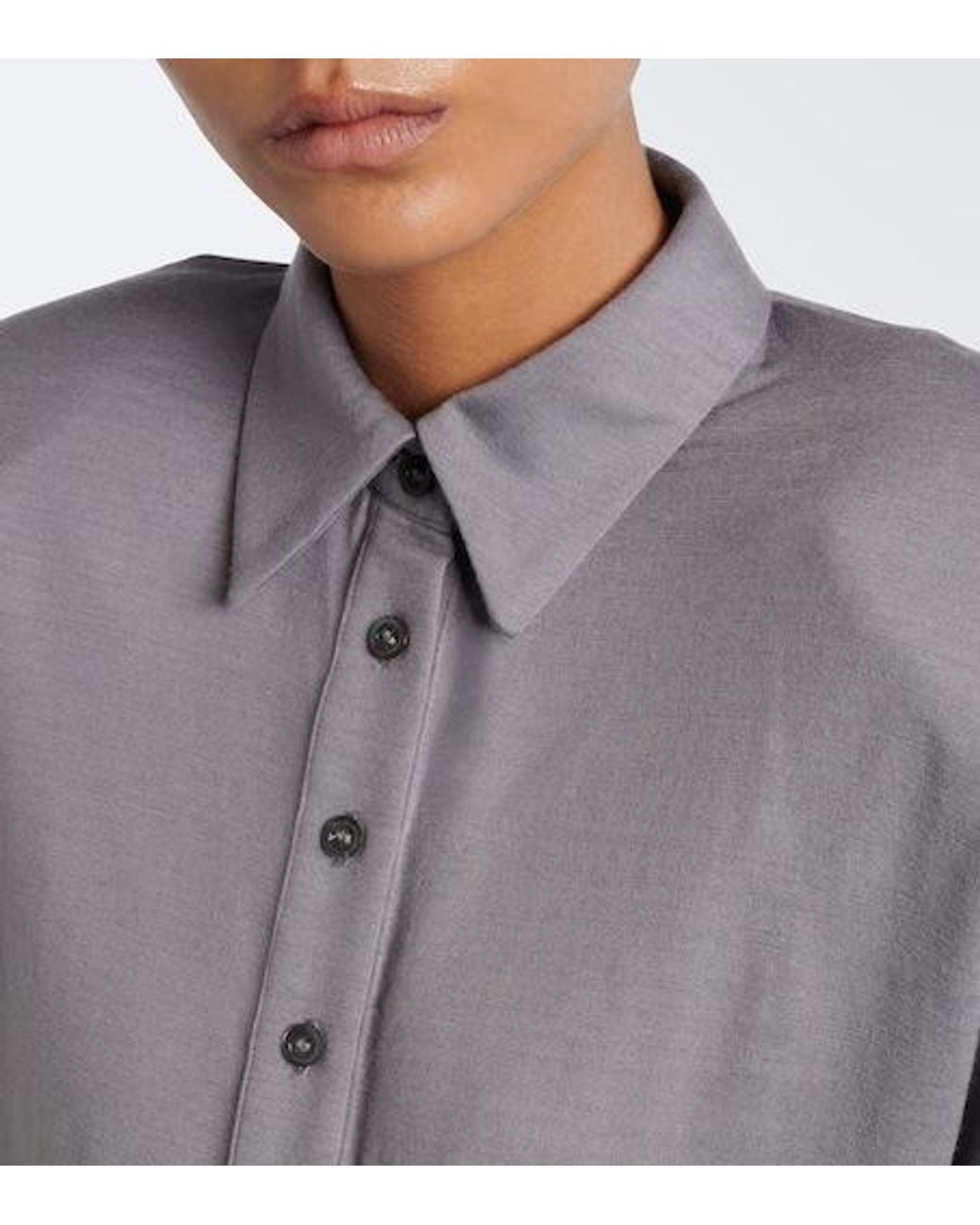 Mugler Gray Jersey Polo Bodysuit