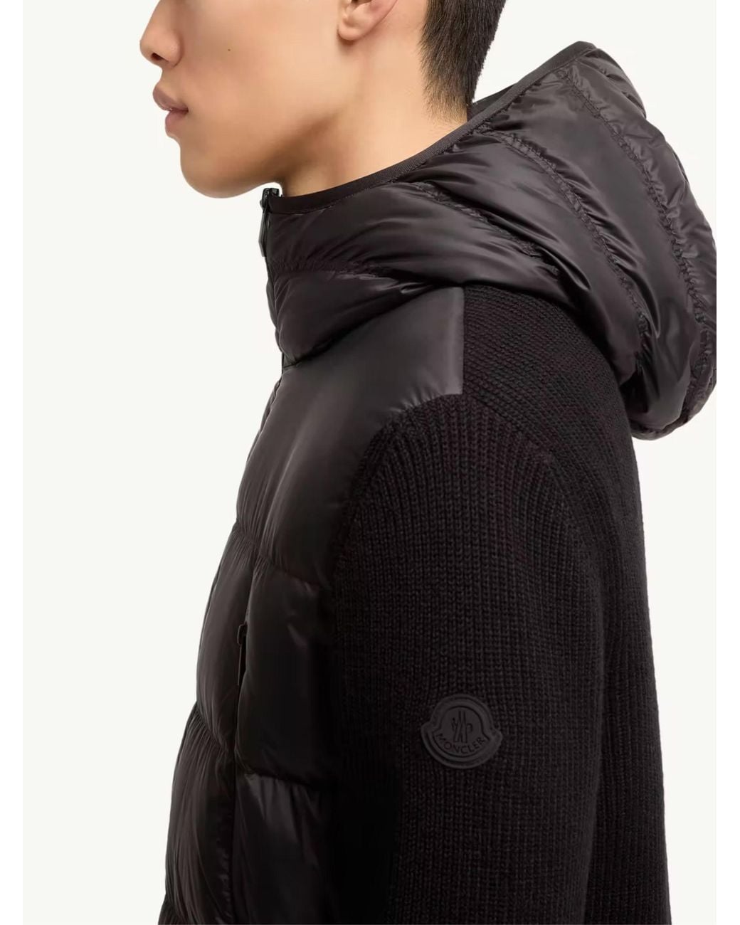 Moncler Black Hooded Quilted Front Cardigan for men