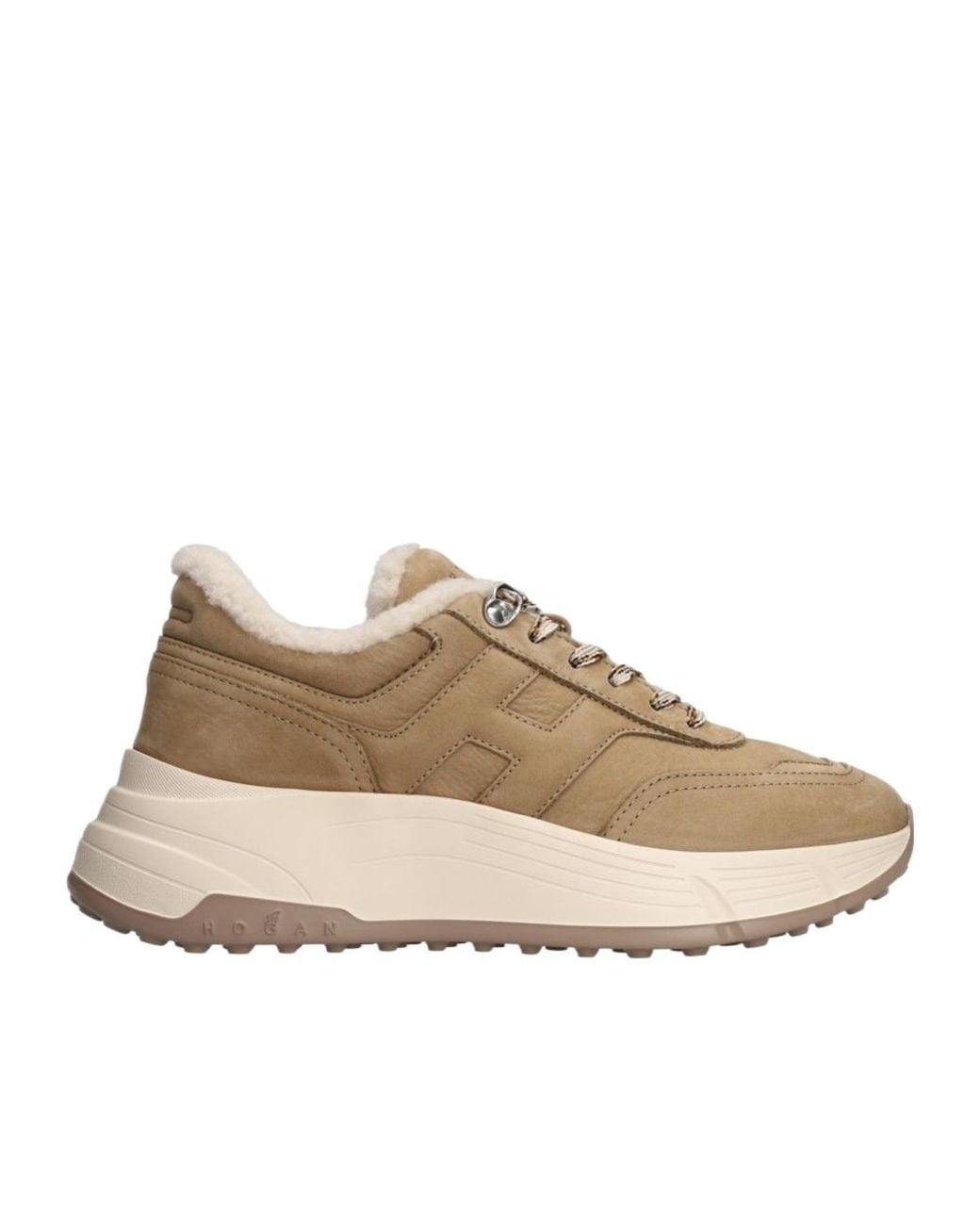 Hogan Natural Hi Fi Shearling Low-Top Sneakers