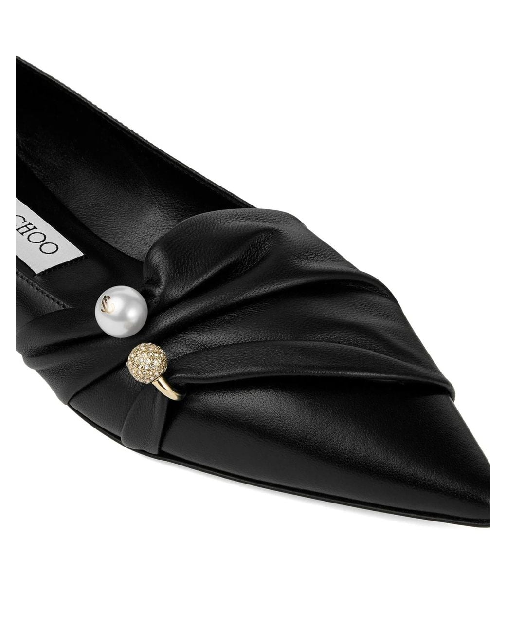 Jimmy Choo Black Rafi Embellished Ballet Flats