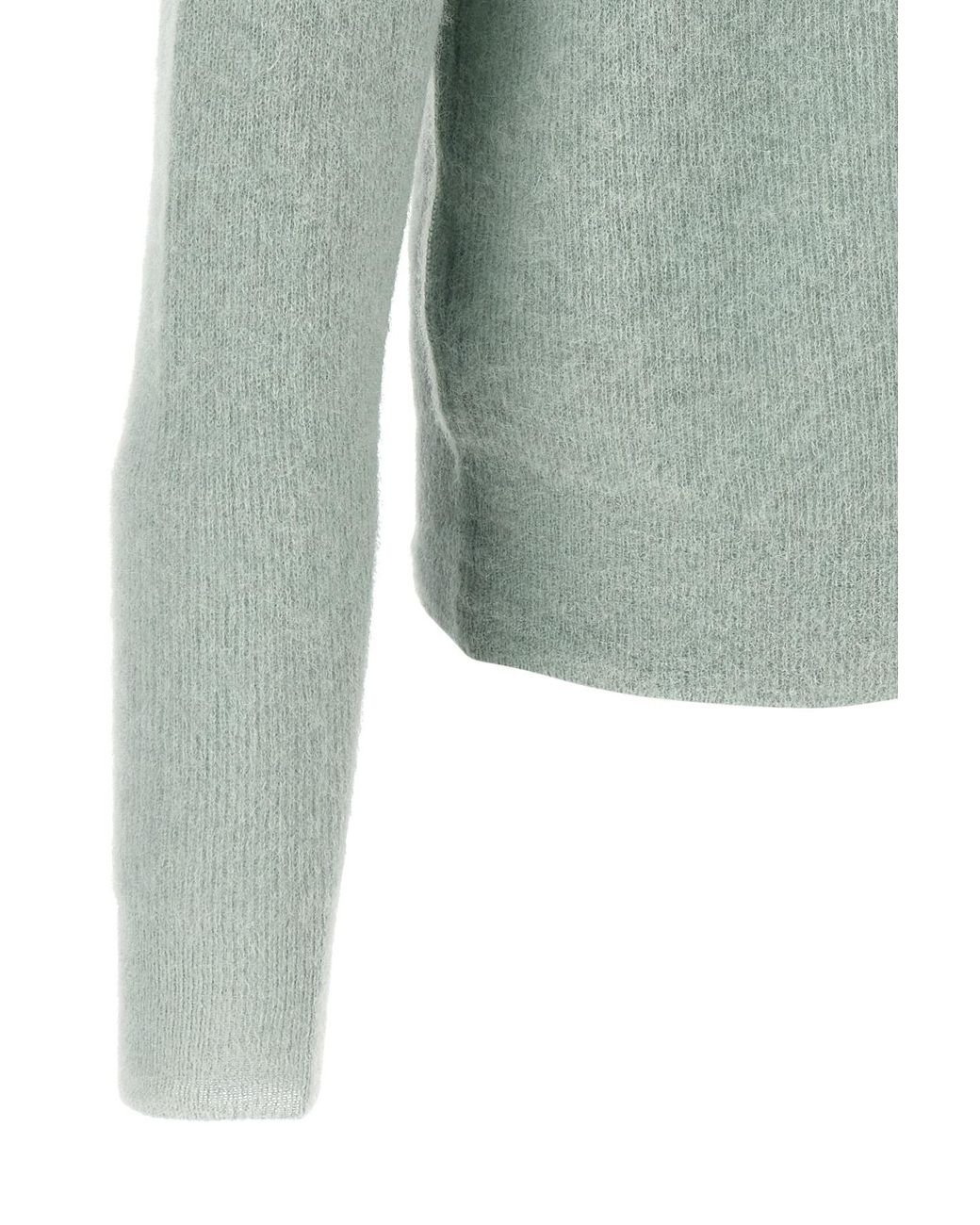 Auralee Gray Brushed Open-Collar Sweater for men
