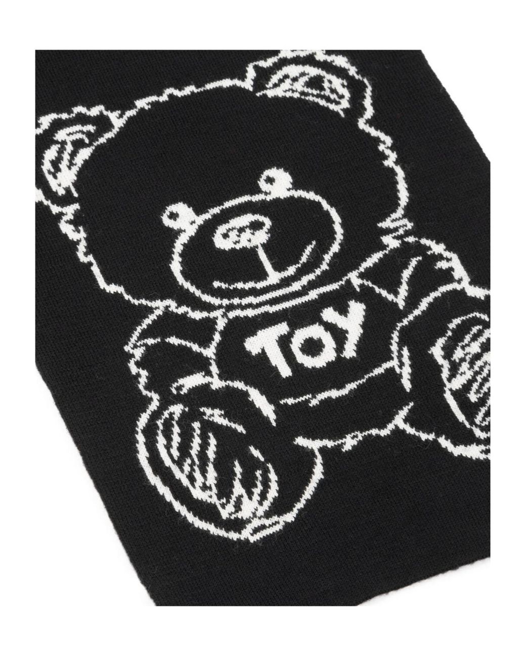 Moschino Black Teddy Bear Pattern Scarf for men