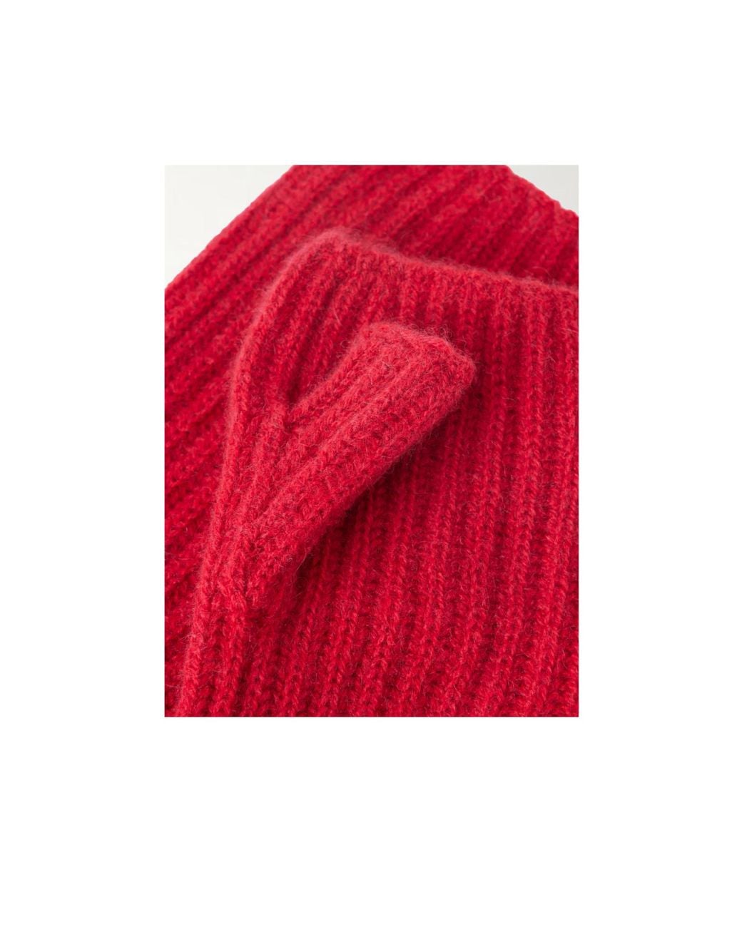 Johnstons Red Ribbed-Knit Cashmere Gloves
