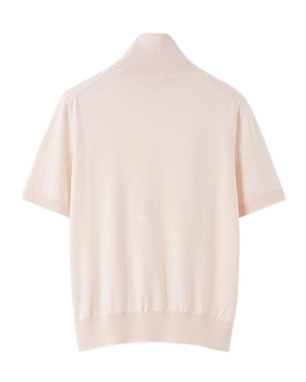 Loro Piana Natural Short-Sleeved Turtleneck Sweater