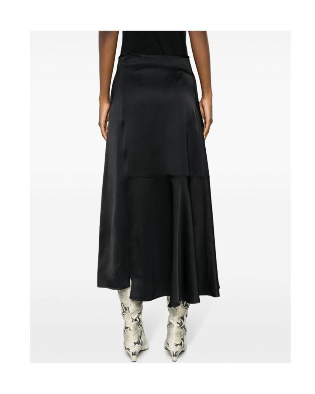 Jil Sander Black High-Waist Panelled Midi Skirt