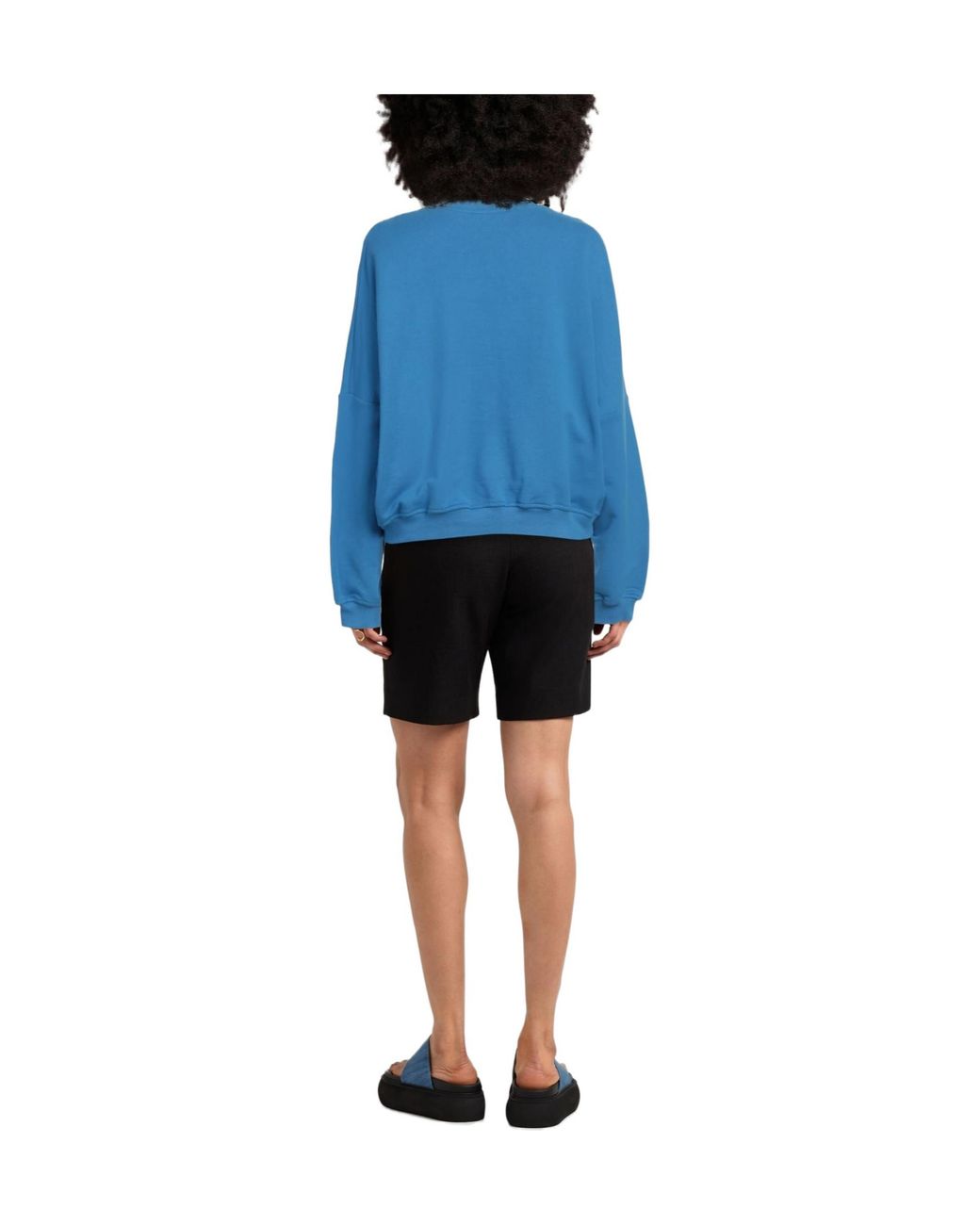 Marni Blue Solidcolor Printed Longsleeve Crew Neck Top