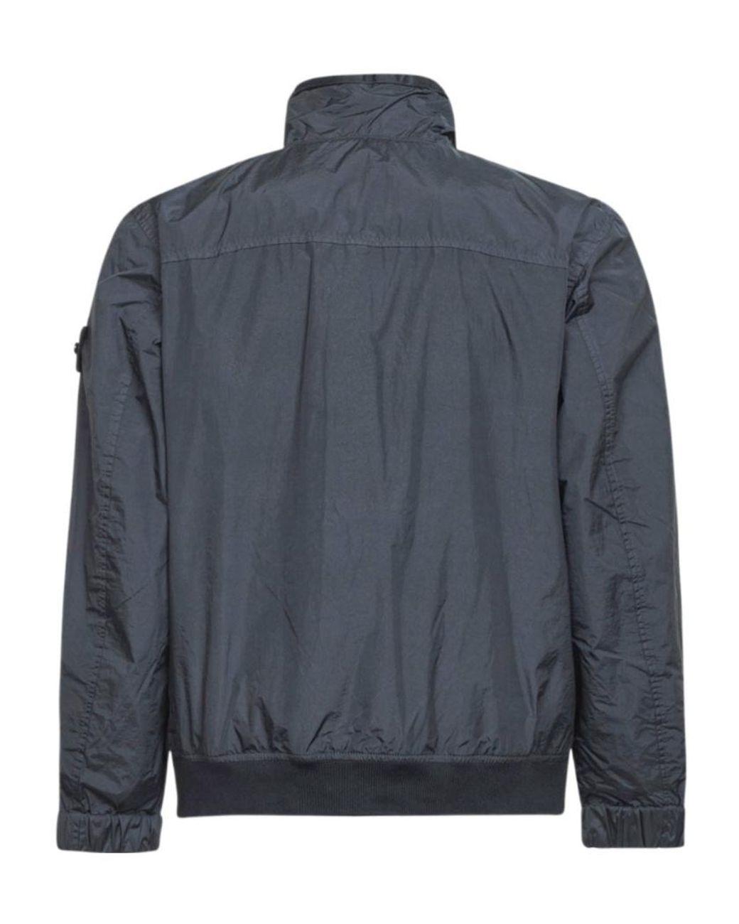 Stone Island Blue Logo Patch Zip-Up Jacket for men