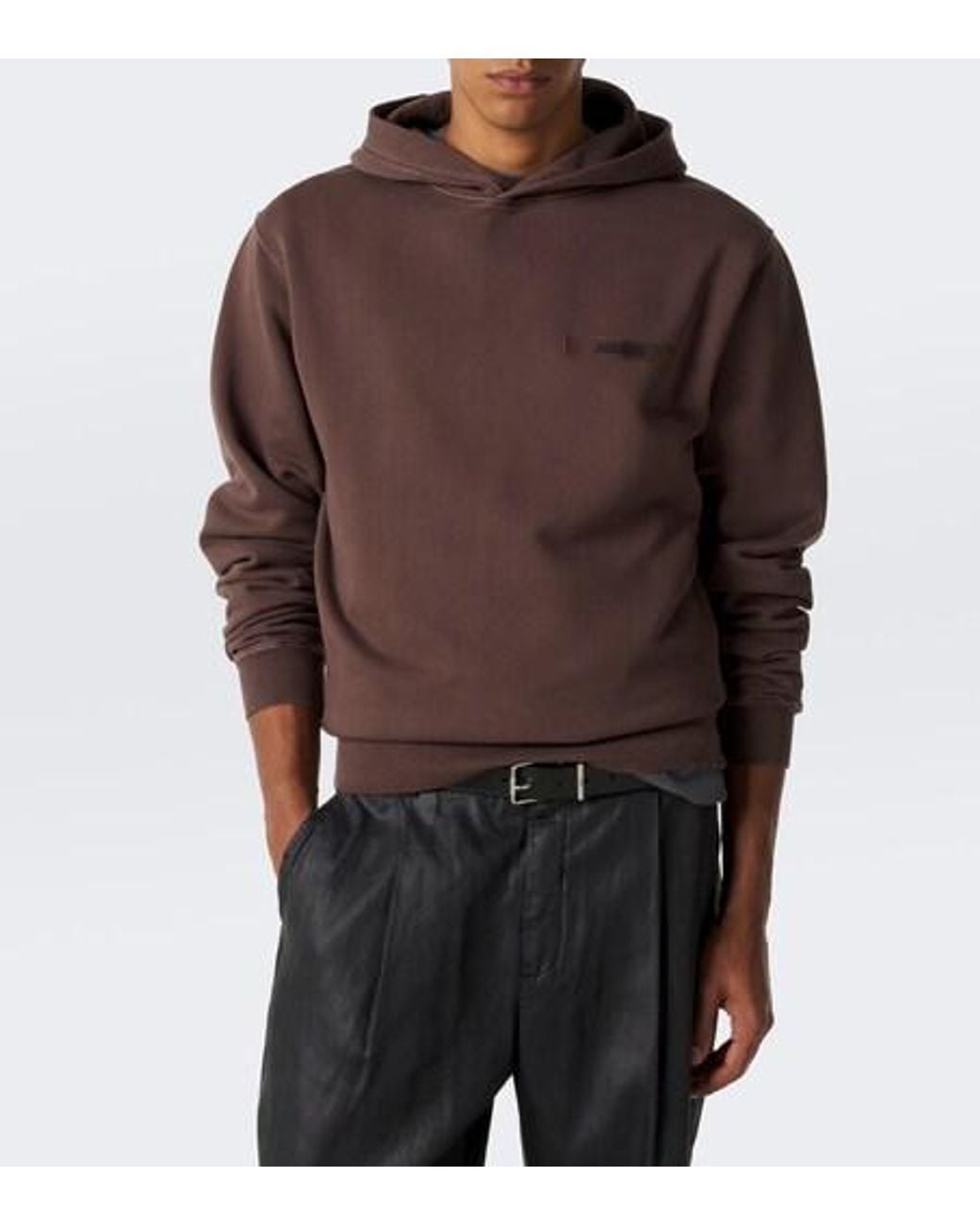 Jacquemus Brown Logo Cotton Fleece Hoodie for men