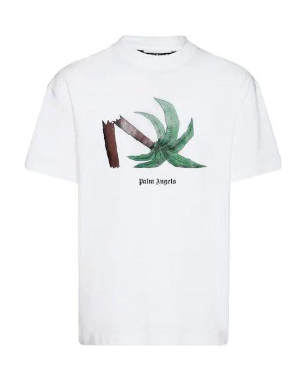 Palm Angels White Broken Palm Print T-Shirt for men