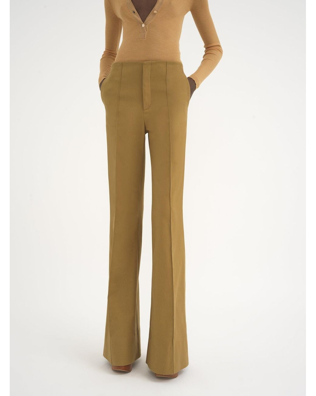 Chloé Natural Flared Cotton Trousers