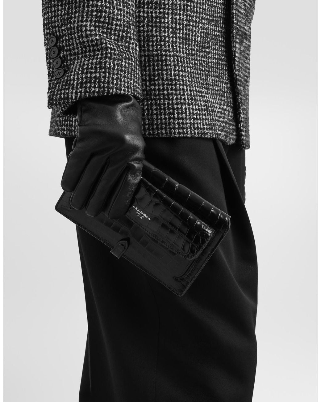 Dolce & Gabbana Black Embossed Mini Crossbody Bag for men
