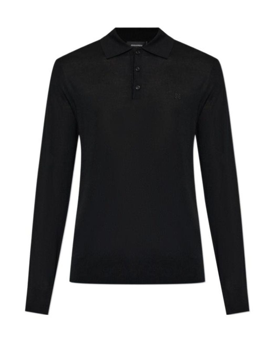 DSquared² Black Logo Embroidered Knitted Polo Shirt for men