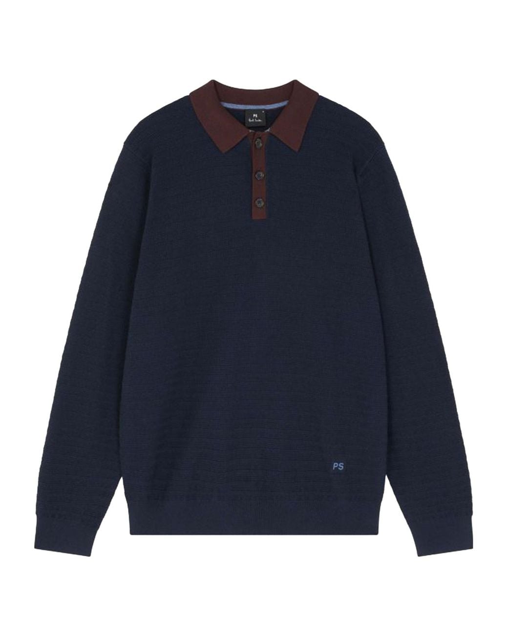 Paul Smith Blue Long-Sleeved Polo Shirt for men