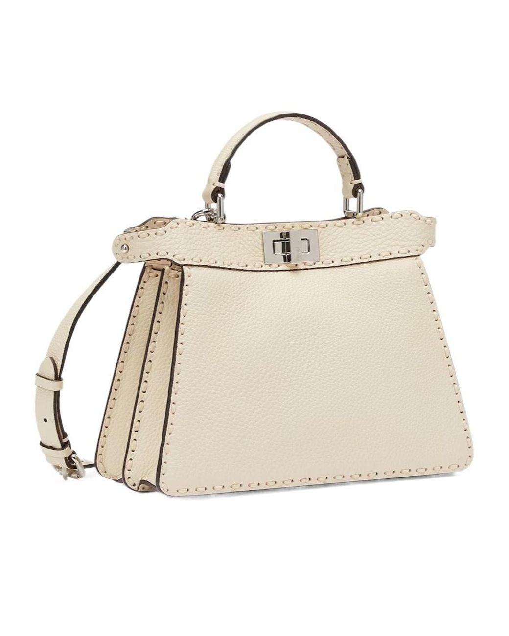 Fendi Natural Camellia-Coloured Selleria Bag With 556 Hand-Sewn Topstitches