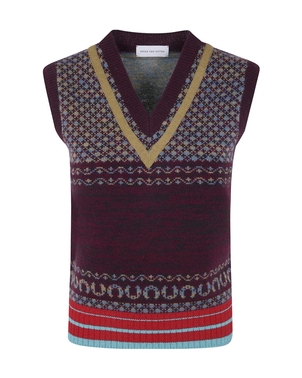 Dries Van Noten Multicolor Fitted Cashmere Top